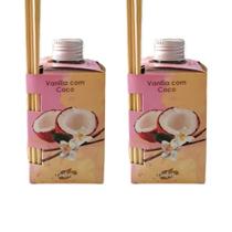 2 Aromatizador Ambiente Vanilla com Coco Difusor Vareta Perfume Casa Lar 280ml Luz Aroma - Envio Já