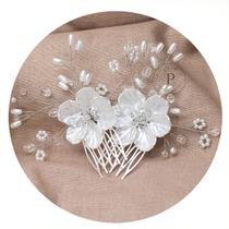 2 Arranjos Tiara Grinalda Noiva Debutante Flor Coque A14