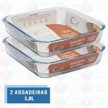 2 Assadeira 1,8L Quadrada Mousse Sobremesa Assados Forno Airfryer