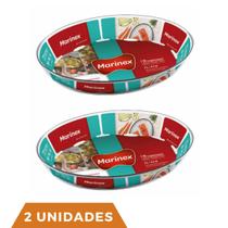 2 Assadeira Oval Vidro 4L Sobremesas Assados Carnes Marinex