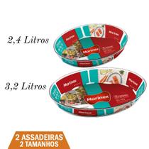 2 Assadeiras de vidro Oval Marinex 2 tamanhos 2,4 + 3,2