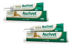2 Aurivet Pomada 13g Vetnil Uso Veterinário Otites Cães Gato