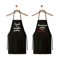 2 Aventais De Cozinha Churrasqueiro Preto Casal Juntos - Cine Couple