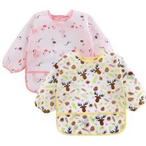 2 Babadores Impermeáveis manga longa BLW Kit Alce e Flamingo