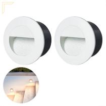 2 Balizador De Embutir Redondo Parede Branco Led Lup90
