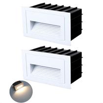 2 Balizador Externo De Embutir Led 3000K Escada Muro Branco Zan42