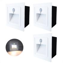 2 Balizador Led Embutir Sensor Presença Parede Branco Lup73 2 Balizador Led Embutir Sensor Presença Parede Branco Lup73