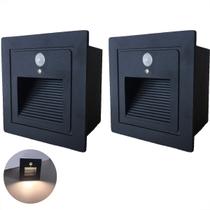 2 Balizador Led Embutir Sensor Presença Parede Preto Lup72 2 Balizador Led Embutir Sensor Presença Parede Preto Lup72