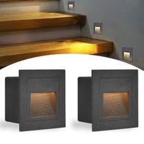 2 Balizador Led Externo Embutido Preto Quadrado Lup51