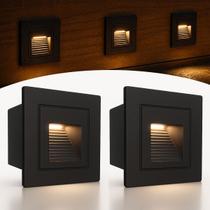 2 Balizador Para Embutir Parede Preto Mini Led Externo Lup76