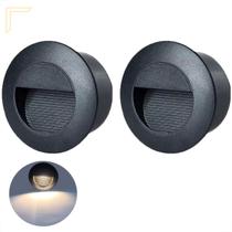 2 Balizador Redondo Embutir Preto Parede Led Garagem Lup74 2 Balizador Redondo Embutir Preto Parede Led Garagem Lup74