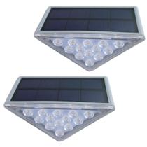 2 Balizador Solar 13 Leds Muro Parede Jardim Cor Cinza 2 Balizador Solar 13 Leds Muro Parede Jardim Cor Cinza