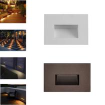 2 Balizadores Leds De Embutir Em Paredes E Escadas 2W Padrão 4x2 Deitada Luz Branco Quente