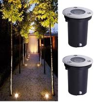 2 Balizadores Spot Blindado Led SMD 1W Branco Quente Bivolt IP66 De Embutir Em Piso Chão Gramado Jardim À Prova De Água
