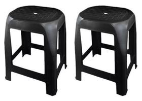 2 Banco Banqueta Plástica Reforçado 100 kg Preto para aera de Churrasco e festas gourmet