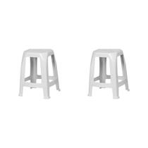 2 bancos brancos suporta 120kg banqueta plástica reforçada