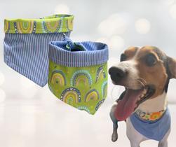 2 Bandana Dupla Face Pet Estampada Cachorro/Gato