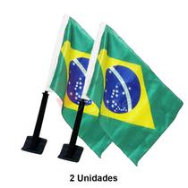 2 Bandeira Do Brasil Com Suporte Para Carro Bandeira 30x40