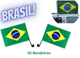 2 Bandeiras Do Brasil Com Suporte Para Carro Copa Do Mundo