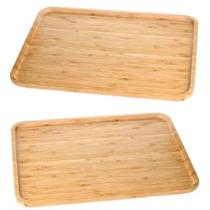2 Bandeja de Bambu Retangular Churrasco e Decorar 24x14 Cm