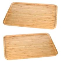 2 Bandeja de Bambu Retangular Churrasco e Decorar 24x14 Cm