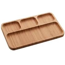 2 Bandeja Prato Bambu 4 Divisórias Kit p/ Servir Petiscos 2 Bandeja Prato Bambu 4 Divisórias Kit p/ Servir Petiscos