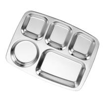 2 Bandeja Saps Aço Inox com 5 Divisórias Bandejão Refeitório
