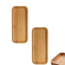 2 Bandejas De Bambu Retangular Lavabo Decorativa Café 22cm 2 Bandejas De Bambu Retangular Lavabo Decorativa Café 22cm