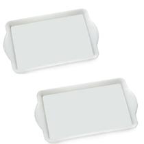 2 Bandejas de Melamina Com Alça Travessa Decoração 33x23cm