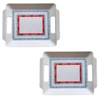 2 Bandejas de Melamina Com Alça Travessa para Servir 26cm