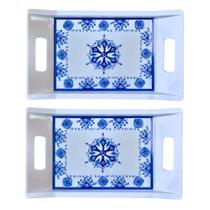 2 Bandejas de Melamina Com Alça Travessa para Sevir 30cm