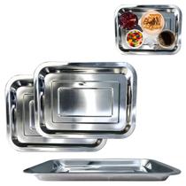 2 Bandejas em Aço Inox Retangular Para Servir Garçom 31cm 2 Bandejas em Aço Inox Retangular Para Servir Garçom 31cm