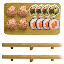2 Bandejas em Bambu Sushi Oriental 21cm Servir Restaurante