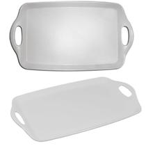 2 Bandejas em Melamina Branca Alça 36X21Cm Kit Restaurante