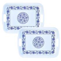 2 Bandejas em Melamina Com Alça Travessa para Servir 34cm