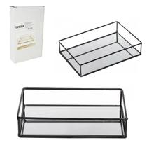 2 Bandejas em Metal Espelho Retangular Decoração Lavabo Café