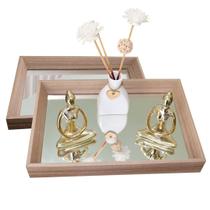 2 Bandejas Espelhada para Organizar Maquiagens Joias Perfumes Quarto Lavabo Banheiro 30x20cm cada.