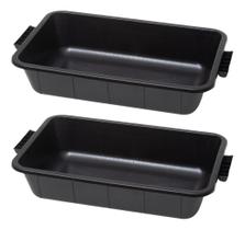 2 Bandejas Grandes Multiuso Preta 22l Resistente Alça