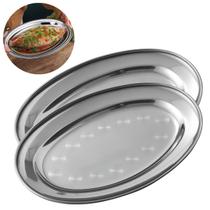 2 Bandejas Inox 29x18cm Resistente Premium Para Servir