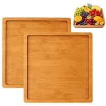 2 Bandejas Quadrada Madeira MDF Resistente para Servir 19,5cm 2 Bandejas Quadrada Madeira MDF Resistente para Servir 19,5cm