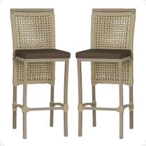 2 Banqueta em Alumínio Roma Fendi Corda Náutica Tecido 9 2 Banqueta em Alumínio Roma Fendi Corda Náutica Tecido 9