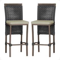 2 Banqueta em Alumínio Roma Marrom Corda Náutica Tecido 7 2 Banqueta em Alumínio Roma Marrom Corda Náutica Tecido 7