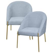 2 Banqueta Poltrona Lua Metal Bouclê Sala Penteadeira Salão