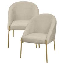 2 Banqueta Poltrona Lua Metal Bouclê Sala Penteadeira Salão