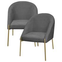 2 Banqueta Poltrona Lua Metal Bouclê Sala Penteadeira Salão