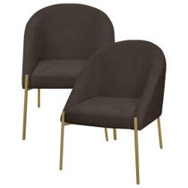 2 Banqueta Poltrona Lua Metal Bouclê Sala Penteadeira Salão