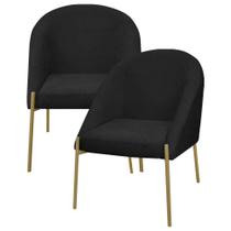 2 Banqueta Poltrona Lua Metal Bouclê Sala Penteadeira Salão