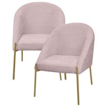 2 Banqueta Poltrona Lua Metal Bouclê Sala Penteadeira Salão