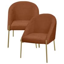 2 Banqueta Poltrona Lua Metal Bouclê Sala Penteadeira Salão