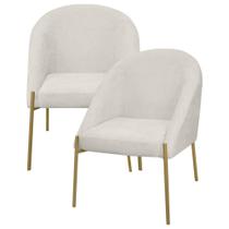 2 Banqueta Poltrona Lua Metal Bouclê Sala Penteadeira Salão